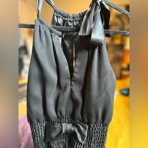 A.B.S Allen Schwartz black silk tie, chiffon dress, size 4.